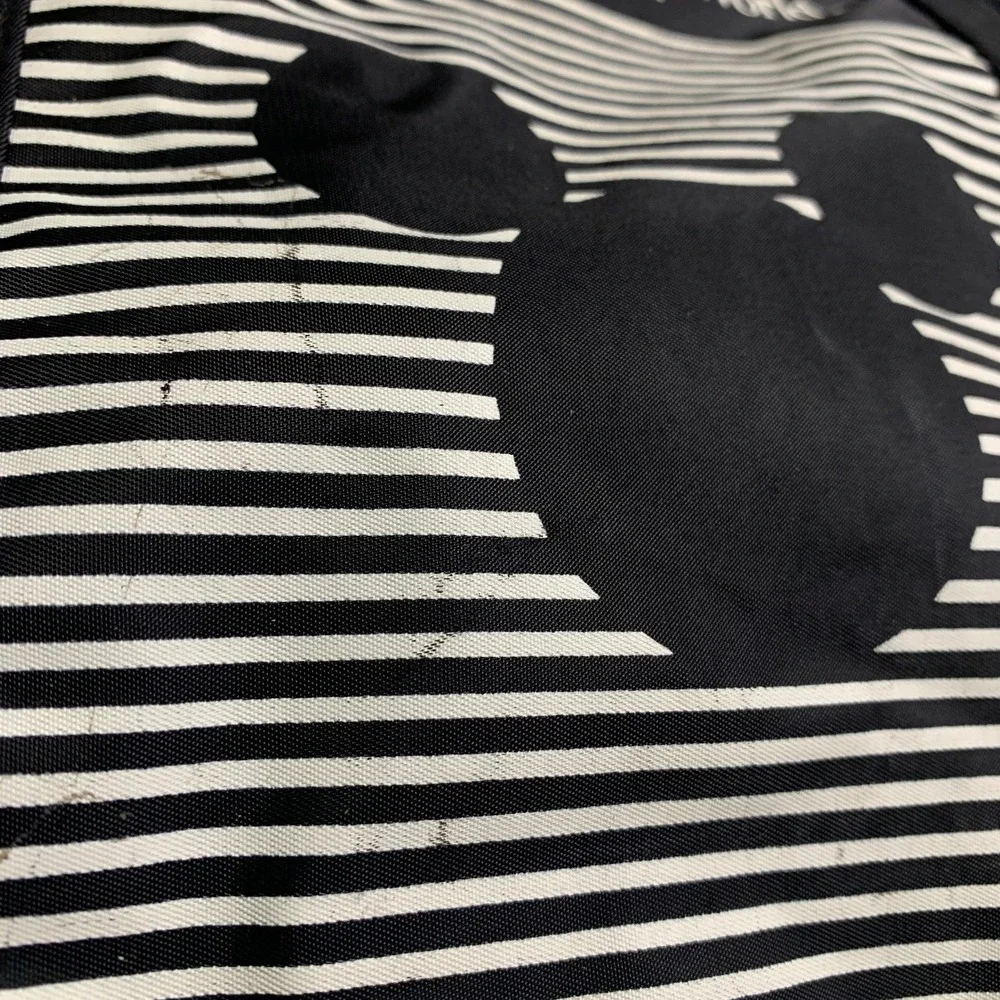 Walt Disney World Womens Tote Bag Black Striped Vinyl Travel Mickey Mouse